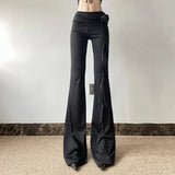 Litlookz Studio Goth Ruched Flower Flare Pants, view 3