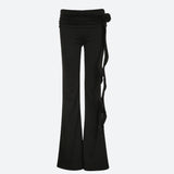 Litlookz Studio Goth Ruched Flower Flare Pants, view 5