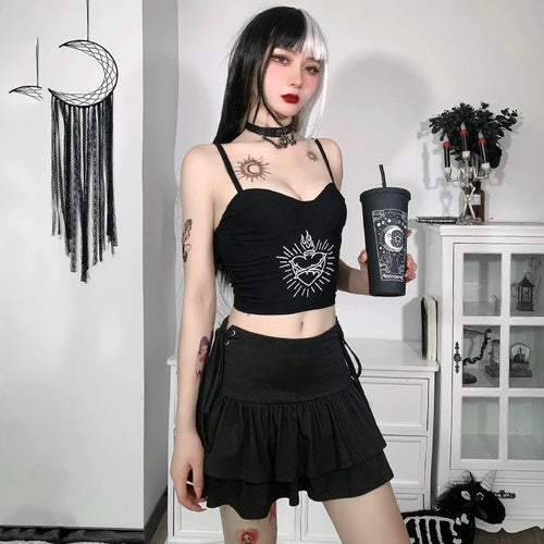 Litlookz Studio Goth Ruffled Mini Skirt