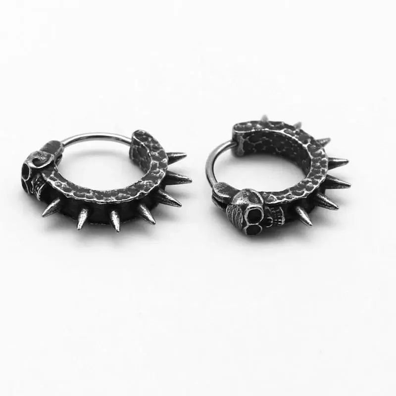 Litlookz Studio Goth Skull Spiked Hoop Earrings