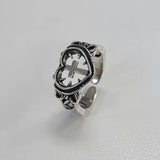 Litlookz Studio Goth Spiked Heart Cross Ring, view 4