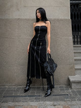 Litlookz Studio Goth Strapless Zipper Maxi Dress, view 2