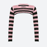Litlookz Studio Goth Striped Knitted Shrug Sweater, view 5