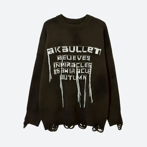 Litlookz Studio Grunge AK-Bullet Tasseled Sweater