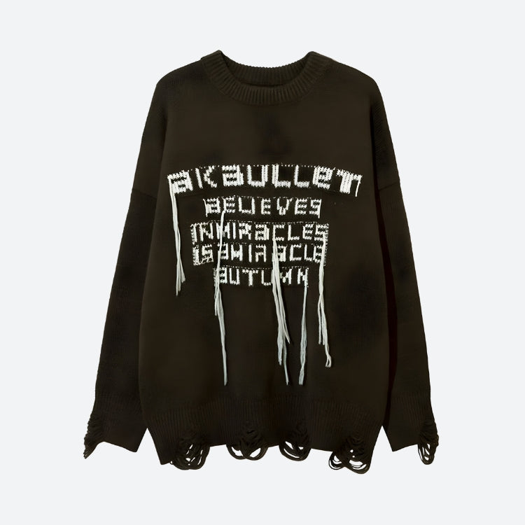 Litlookz Studio Grunge AK-Bullet Tasseled Sweater