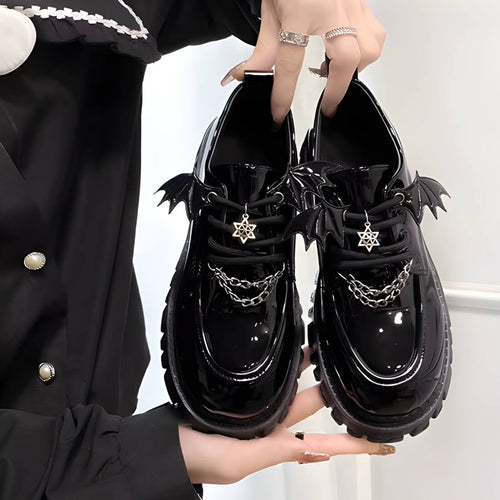 Litlookz Studio Grunge Bat Wings Platform Oxford Shoes