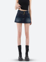 Litlookz Studio Grunge Belted Denim Mini Skirt, view 3
