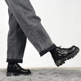 Litlookz Studio Grunge Belted Lace Up Platform Boots, view 2