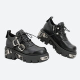 Litlookz Studio Grunge Belted Lace Up Platform Boots, view 4