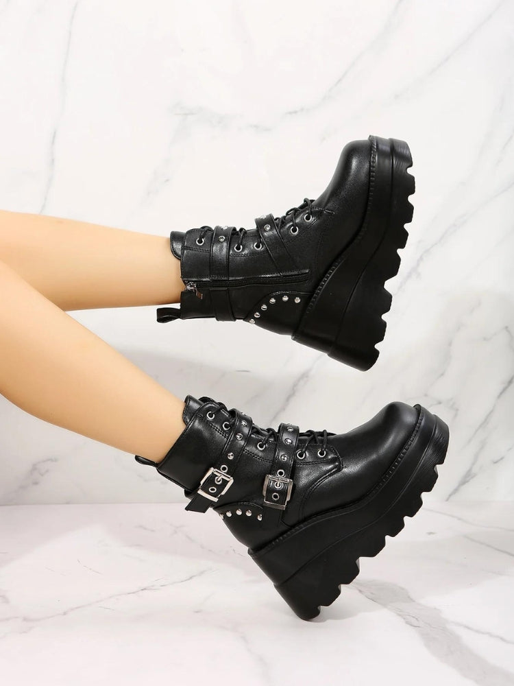 Litlookz Studio Grunge Belted Platform Boots