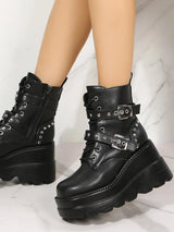 Litlookz Studio Grunge Belted Platform Boots, view 3