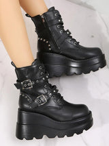 Litlookz Studio Grunge Belted Platform Boots, view 4