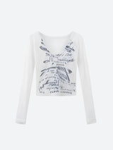 Litlookz Studio Grunge Blur Letter One Shoulder Top, view 4