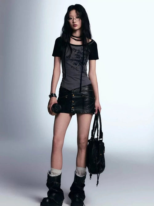 Litlookz Studio Grunge Boat Neck Tee