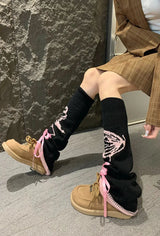 Litlookz Studio Grunge Butterfly Lace Up Leg Warmers, view 4