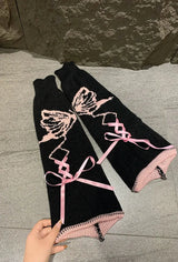 Litlookz Studio Grunge Butterfly Lace Up Leg Warmers, view 5