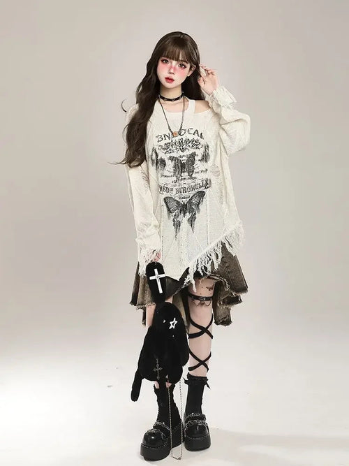 Litlookz Studio Grunge Butterfly Sweater