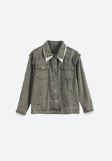Litlookz Studio Grunge Button Up Oversized Denim Jacket, view 6