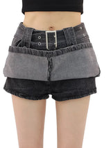 Litlookz Studio Grunge Buttoned Belt Loop Mini Skort, view 2