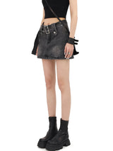 Litlookz Studio Grunge Buttoned Belt Loop Mini Skort, view 4