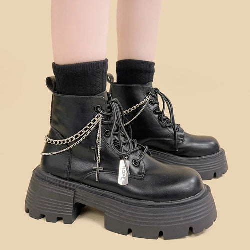 Litlookz Studio Grunge Chain with Cross Combat Boots