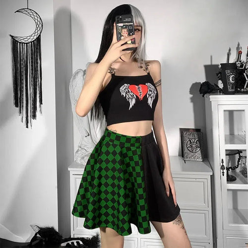 Litlookz Studio Grunge Checked A-Line Mini Skirt