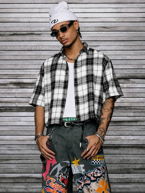 Litlookz Studio Grunge Checkered Shirt