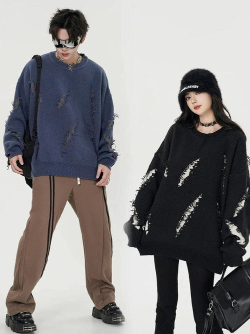 Litlookz Studio Grunge Claw Distressed Knitted Sweater