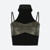 Litlookz Studio Grunge Crop Halter Top, view 3