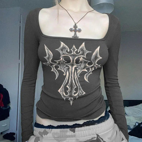 Litlookz Studio Grunge Cross Bleached Top
