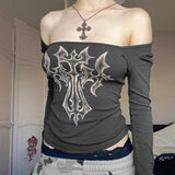 Litlookz Studio Grunge Cross Bleached Top, view 2