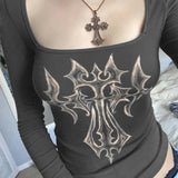 Litlookz Studio Grunge Cross Bleached Top, view 3