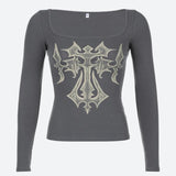Litlookz Studio Grunge Cross Bleached Top, view 4