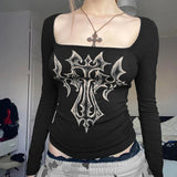 Litlookz Studio Grunge Cross Bleached Top, view 5