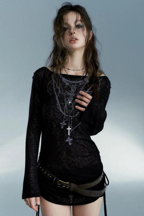 Litlookz Studio Grunge Cross Necklace Designed Top