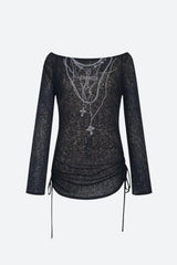 Litlookz Studio Grunge Cross Necklace Designed Top, view 6