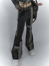 Litlookz Studio Grunge Cross Patch Jeans, view 6