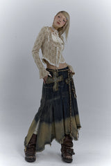 Litlookz Studio Grunge Cross Patch Pleated Maxi Skirt, view 2