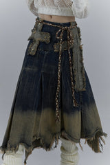 Litlookz Studio Grunge Cross Patch Pleated Maxi Skirt, view 4