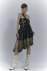 Litlookz Studio Grunge Cross Patch Pleated Maxi Skirt, view 5