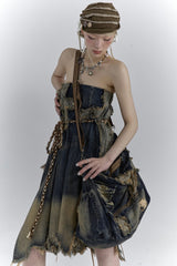 Litlookz Studio Grunge Cross Patch Pleated Maxi Skirt, view 6