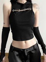 Litlookz Studio Grunge Cut Out Hooded Top, view 2