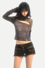 Litlookz Studio Grunge Cut Out Knitted Top, view 2