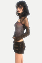 Litlookz Studio Grunge Cut Out Knitted Top, view 4