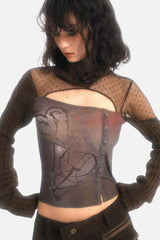 Litlookz Studio Grunge Cut Out Knitted Top, view 5