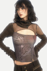 Litlookz Studio Grunge Cut Out Knitted Top, view 6