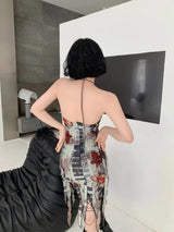 Litlookz Studio Grunge Cut Out Split Midi Dress, view 3
