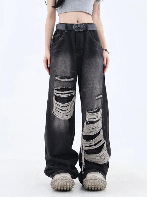 Litlookz Studio Grunge Dark Wash Distressed Jeans