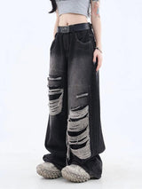 Litlookz Studio Grunge Dark Wash Distressed Jeans, view 2
