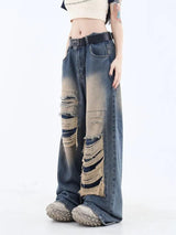 Litlookz Studio Grunge Dark Wash Distressed Jeans, view 5